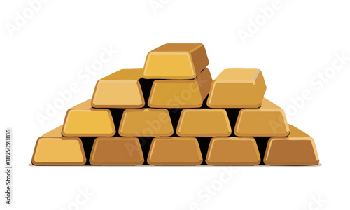 Gold ingot and bullion variation set clean finance illustration vector illustration, easily editable.