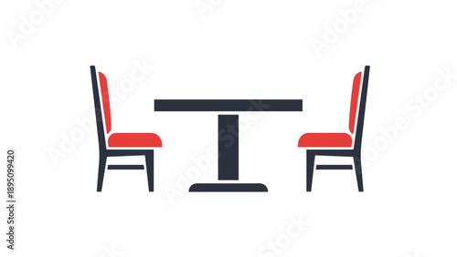 Minimalist dining room set with chairs and table in flat style