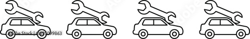 Car repair and maintenance icon set with vehicle service wrench symbols for automotive support and workshop design