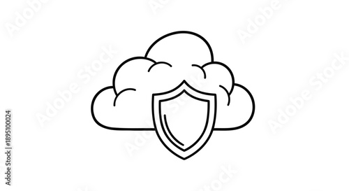 Cloud computing security shield icon for data protection and safety