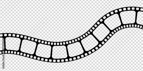 Film strip background with retro photo and cinema frames. Movie reel or video strip roll design. Vector illustration for media, film, and photography projects.eps10