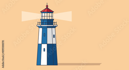 Minimalist Lighthouse Icon Emitting Light for Coastal Guidance