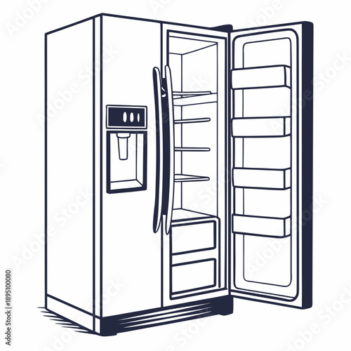Open double-door refrigerator