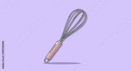 Kitchen Whisk Illustration on Purple Background