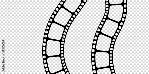Film strip background with retro photo and cinema frames. Movie reel or video strip roll design. Vector illustration for media, film, and photography projects.eps10