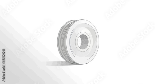 Simple illustration of a generic white spool or reel on an isolated background.