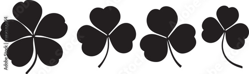  clover leaf silhouettes vector set
