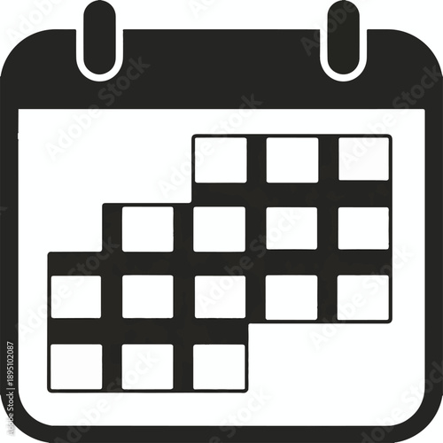 Stylized calendar icon with visible days and incomplete grid on white background Keywords: calendar, icon, symbol, date, day