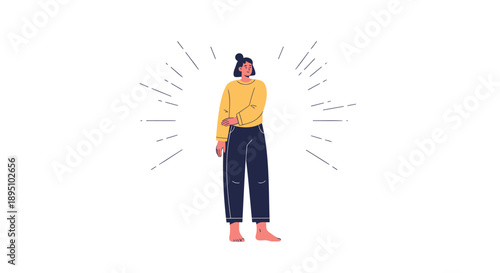 Vector illustration of a stressed woman with motion lines