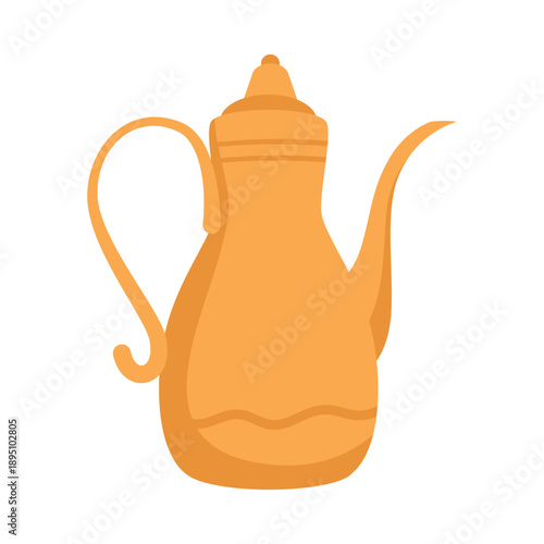 Classic Dubai symbol of Arabic dallah coffee pot on white background, isolated vector illustration