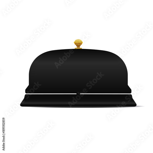 Classic Black Service Bell with Gold Knob Isolated