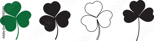  clover leaf silhouettes vector set
