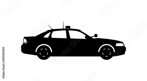 Black Vector Silhouette of a Police Car