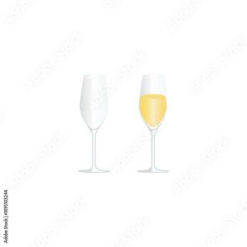 Elegant Champagne Flute Glasses Set Vector Illustration
