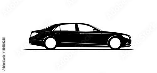 Black Vector Silhouette of a Luxury Car