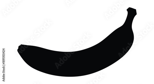 A striking black silhouette of a curved banana fruit silhouette