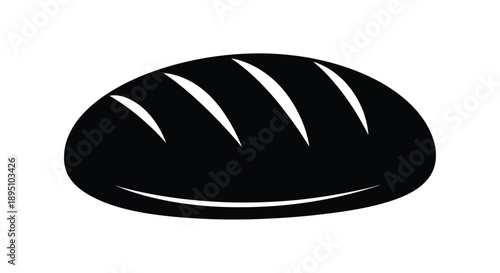 Simple black loaf of bread illustration minimal design silhouette