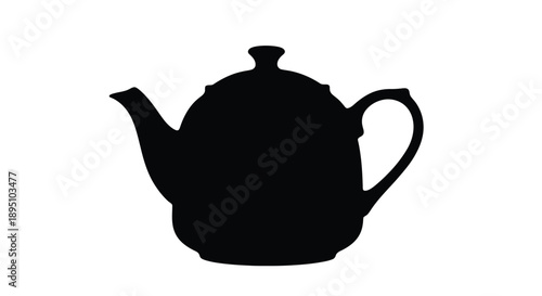 Black teapot outline against a white background silhouette