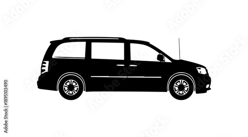Black Vector Silhouette of a Minivan