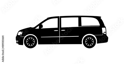 Black Vector Silhouette of a Minivan
