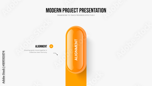 Company Review Slide Design Vector Illustration. Project Performance 1 Element Diagram Frame Template. Investor Strategy One Option Infographic Slideshow Layout.