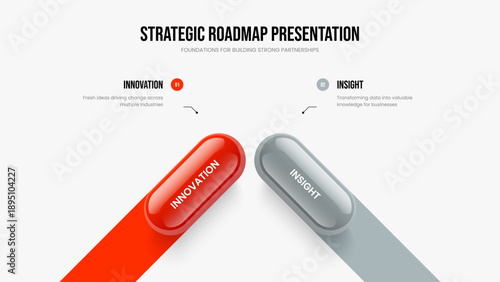 Investor Showcase Two Option Infographic Frame Layout. Corporate Proposal 2 Element Diagram Slideshow Template. Consulting Overview Slide Design Vector Illustration.