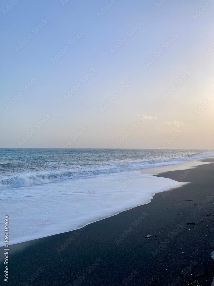 Obraz premium View of the beach and coastline at Santa Teresa di Riva and Furci Siculo in January 2026, before Cyclone Harry, Sicily, Italy