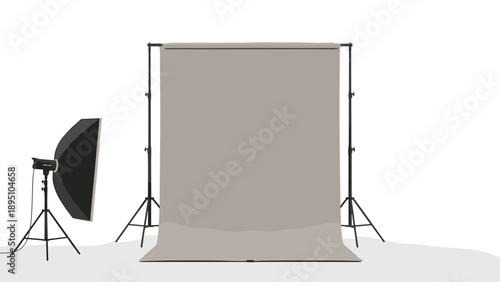 Professional photography studio setup with lighting and backdrop equipment