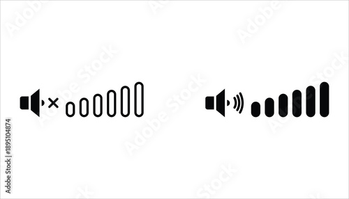 Volume control icon set. Media player button. Vector illustration for web design, isolated on white background.