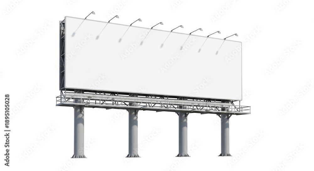 Obraz premium Empty billboard on highway isolated on transparent background, isolated on white background