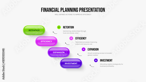 Corporate Showcase 4 Step Infographic Presentation Layout. Consulting Planning Four Option Diagram Slideshow Design. Financial Briefing Slide Template Vector Illustration.