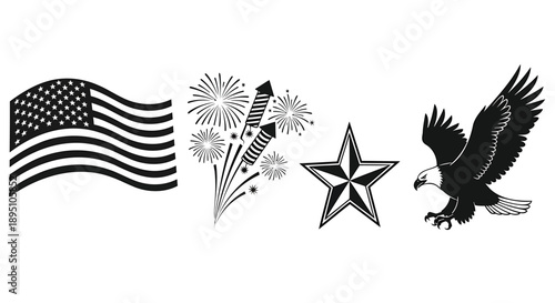 American patriotic icons set