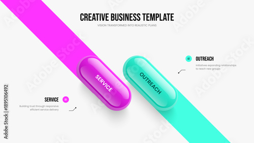 Investor Profile 2 Option Diagram Slideshow Design. Corporate Proposal Two Element Infographic Presentation Template. Financial Visualization Slide Layout Vector Illustration.
