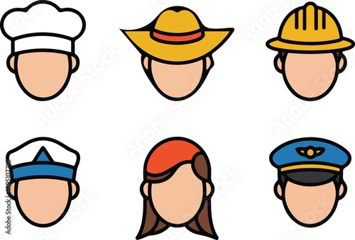 Headwear Collection  Chef, Sheriff, Builder, Seaman, and Pilot Hats