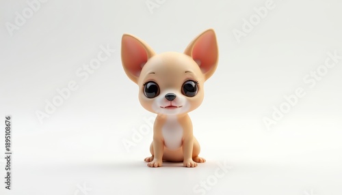 Cute cartoon Chihuahua puppy sitting with a playful expression  