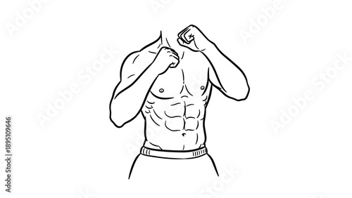 Outline of athletic male upper body in boxing pose