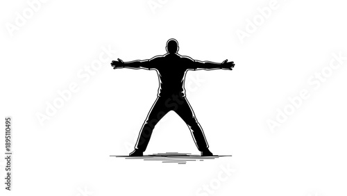 Dynamic silhouette of a man with outstretched arms