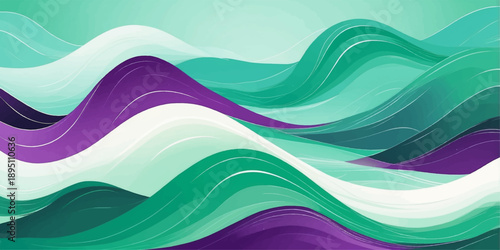 Vibrant abstract layered landscape background with fluid wave shapes and gradient colors