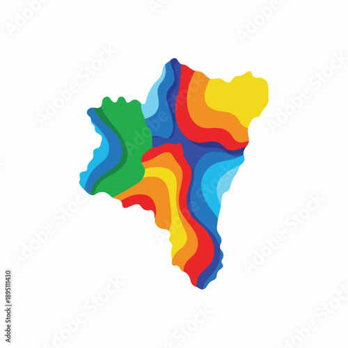 Colorful 3D Map with Vibrant Terrain.