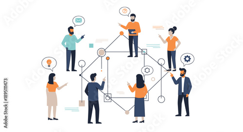 Vector illustration of business people networking and brainstorming