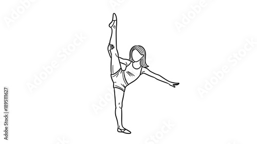 Dancer performing high leg hold pose in minimalist style