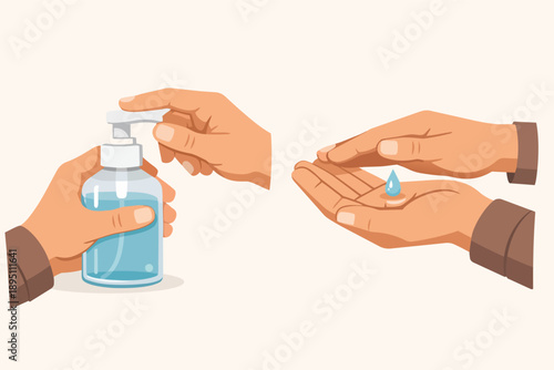 Applying hand sanitizer for hygiene and health protection