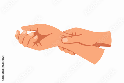 Hand massaging wrist experiencing pain, supporting carpal tunnel syndrome relief