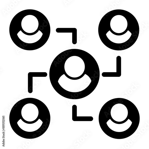 Assembled group of individuals with complementary skills dedicated to a project (Glyph Style)