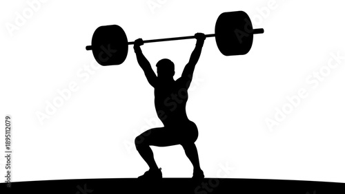 Silhouette of athlete performing weightlifting overhead squat
