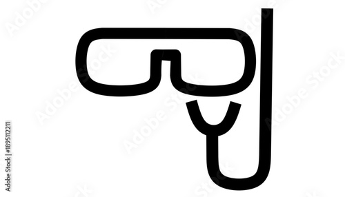 Snorkeling Mask Icon Black White Minimal Flat Design Diving Symbol