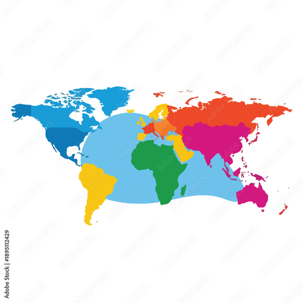 Fototapeta premium Colorful World Map Illustration on White Background 3.
