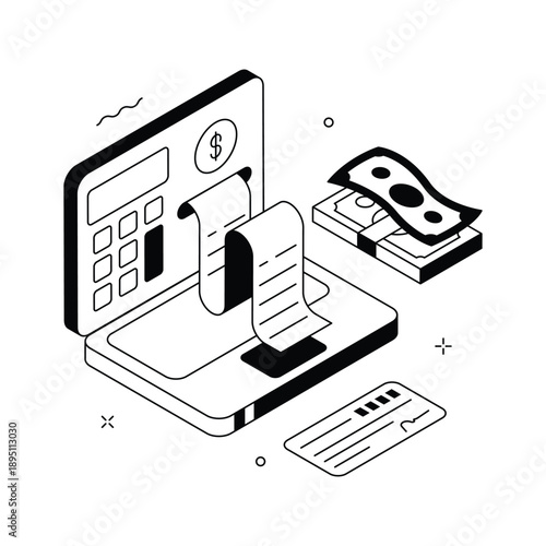 A premium isometric illustration representing payroll management system