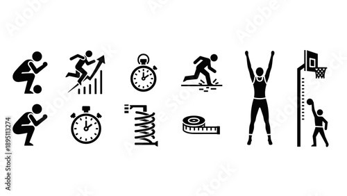 Athletic icons: training and achievement silhouettes for fitness enthusiasts