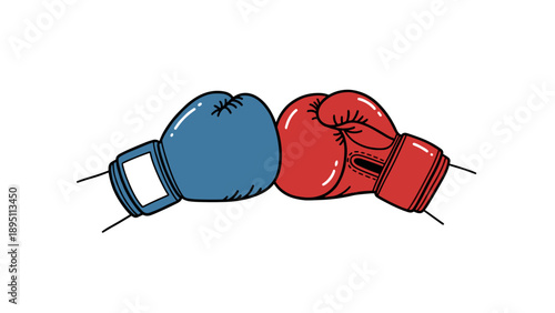 Colorful cartoon boxing gloves clash in dynamic minimalist style